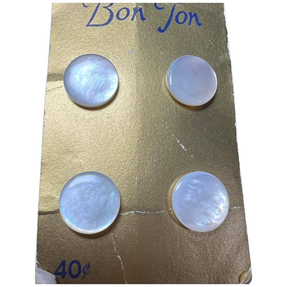 Vintage Bon Ton faux Pearl Buttons Gold Card NOS 40s Sewing Notions
